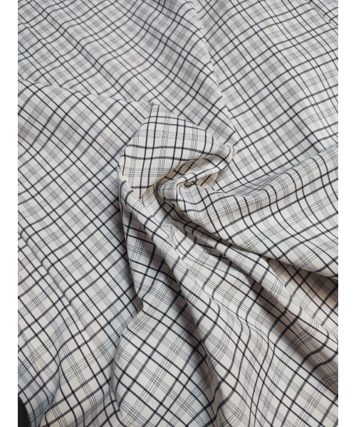 Tkanina bawełniana KRATECZKA szara koszulowa - KUPON 1,90x146